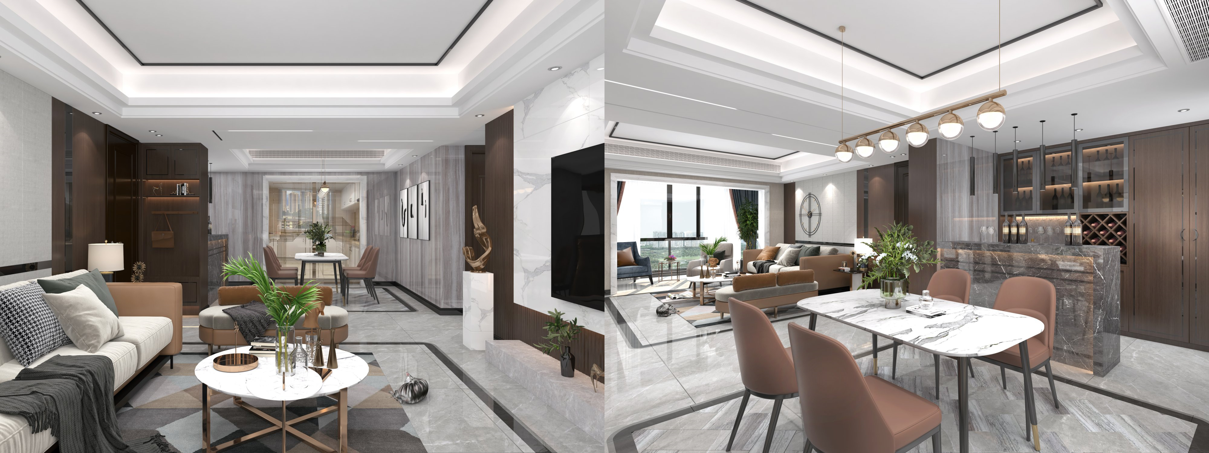 御海天宸160m2現(xiàn)代簡約新中式風格